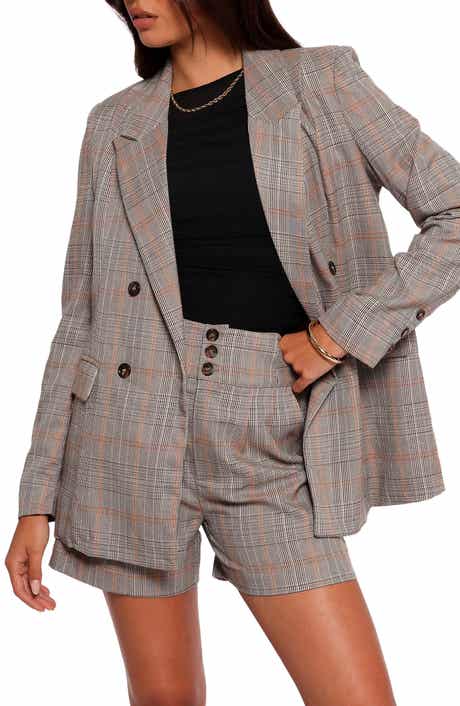 Petal & Pup Lesia Double Breasted Plaid Blazer