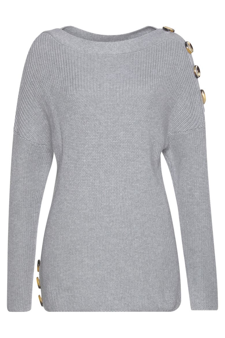 Button Detail Sweater, Alternate, color, Grey