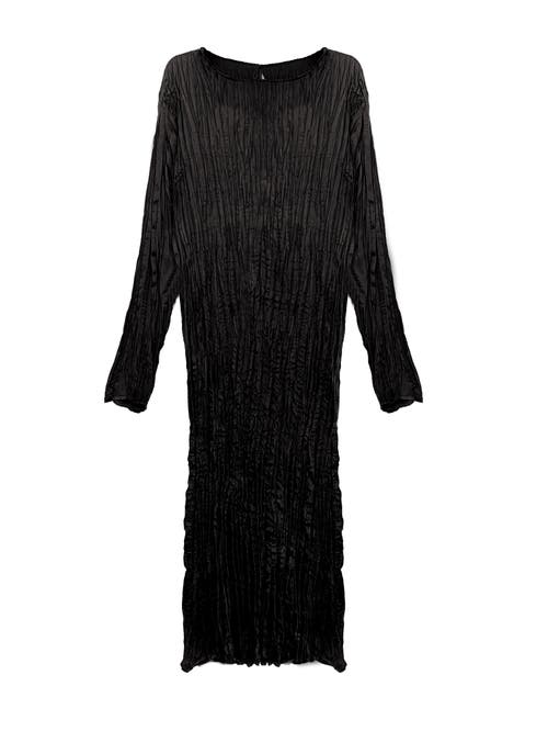 BAACAL Lynda Reversible Satin Pleated Dress in Black 