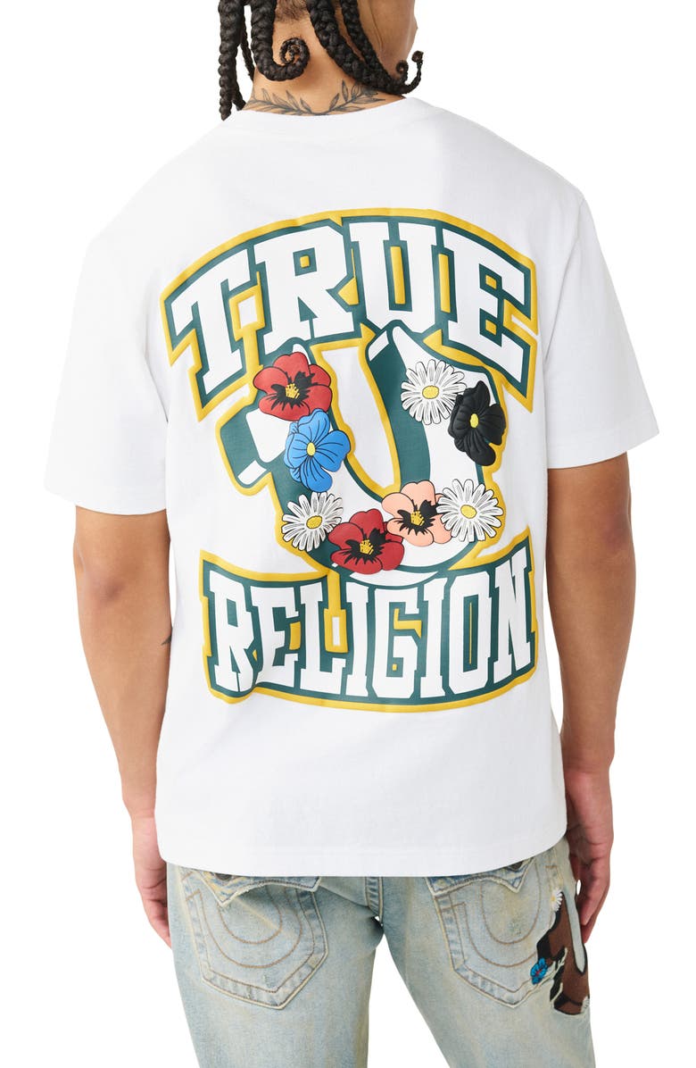 True Religion Garden Horseshoe Heavyweight Cotton Graphic T-Shirt, Alternate, color, Optic White