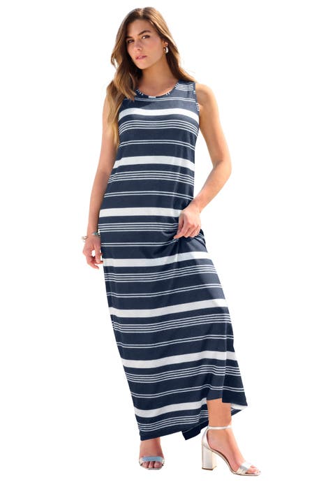 Plus Size Sleeveless Crew Neck Maxi Dress