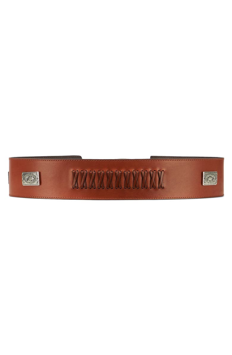 Fortela Carol Leather Belt with Incision Buckle, Alternate, color, Rust