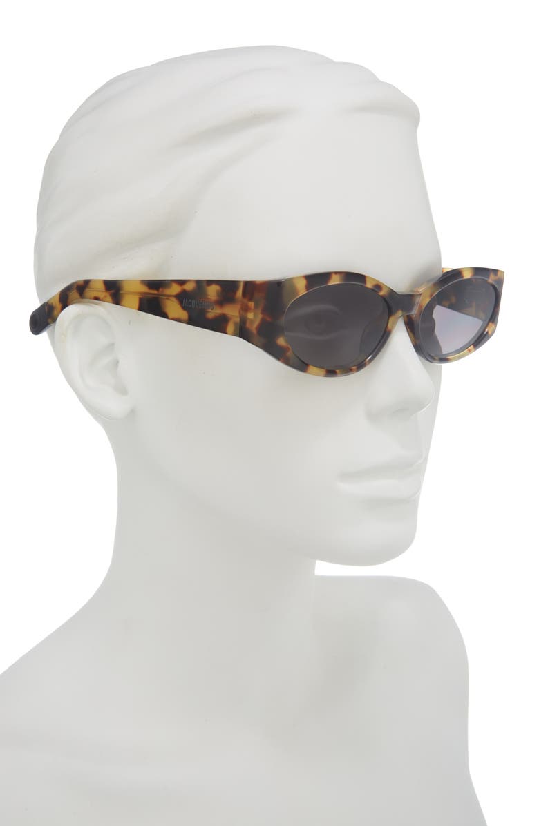 Jacquemus 55mm Oval Sunglasses, Alternate, color, Matte Black/Tortoise Shell