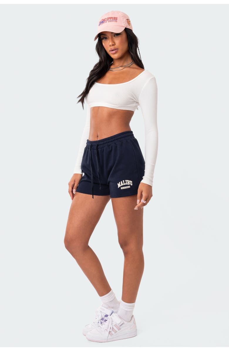 EDIKTED Malibu Girl Cotton Terry Shorts, Alternate, color, Navy
