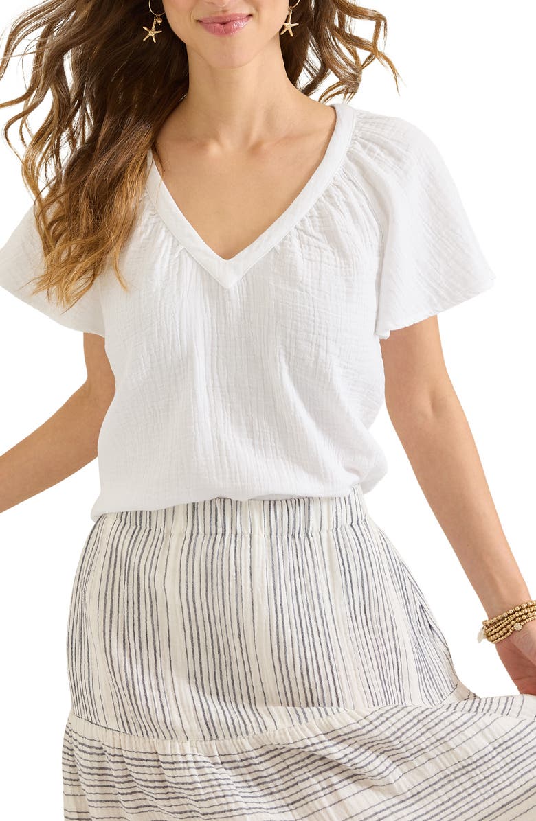 Tommy Bahama Flutter Sleeve Cotton Gauze Top, Main, color, 