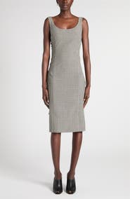 McQueen Check Corset Lace-Up Wool Sheath Dress