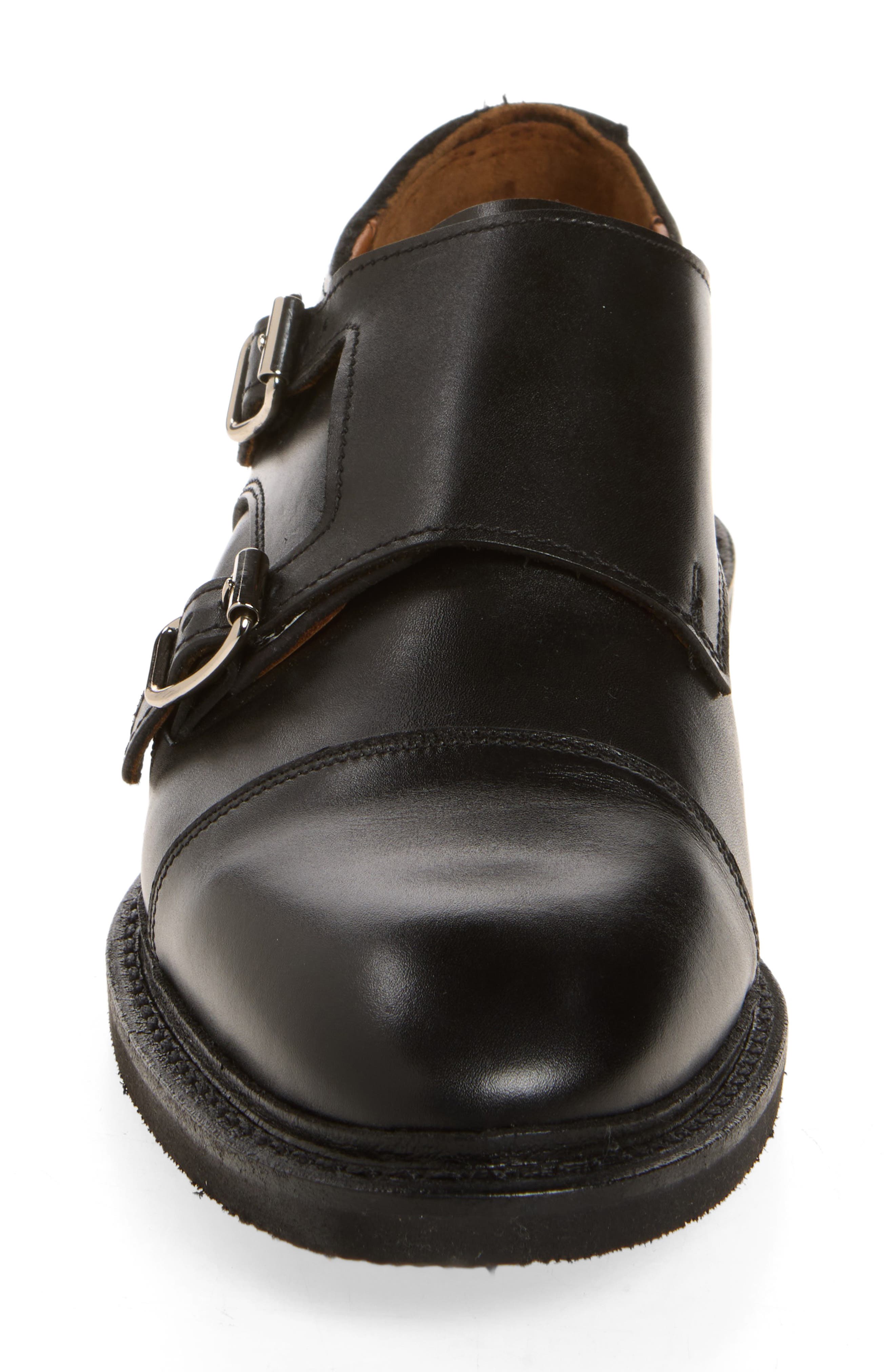 Richards Cap Toe Monk Strap Shoe, Alternate, color, BLACK