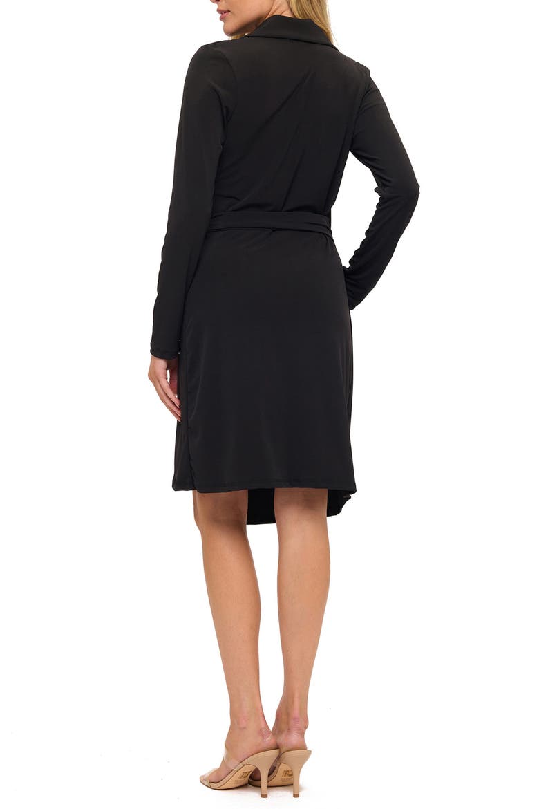 Surplice Side Tie Midi Dress, Alternate, color, BLACK