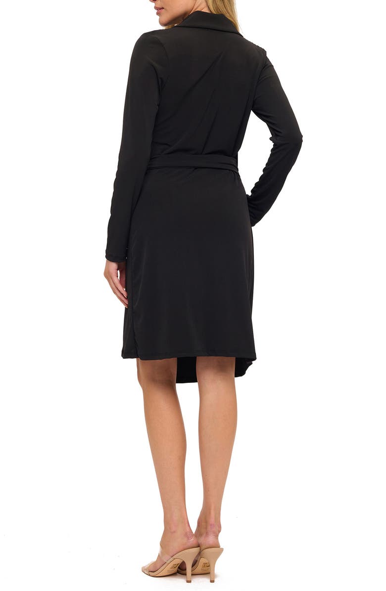 O.L. Surplice Side Tie Midi Dress, Alternate, color, Black