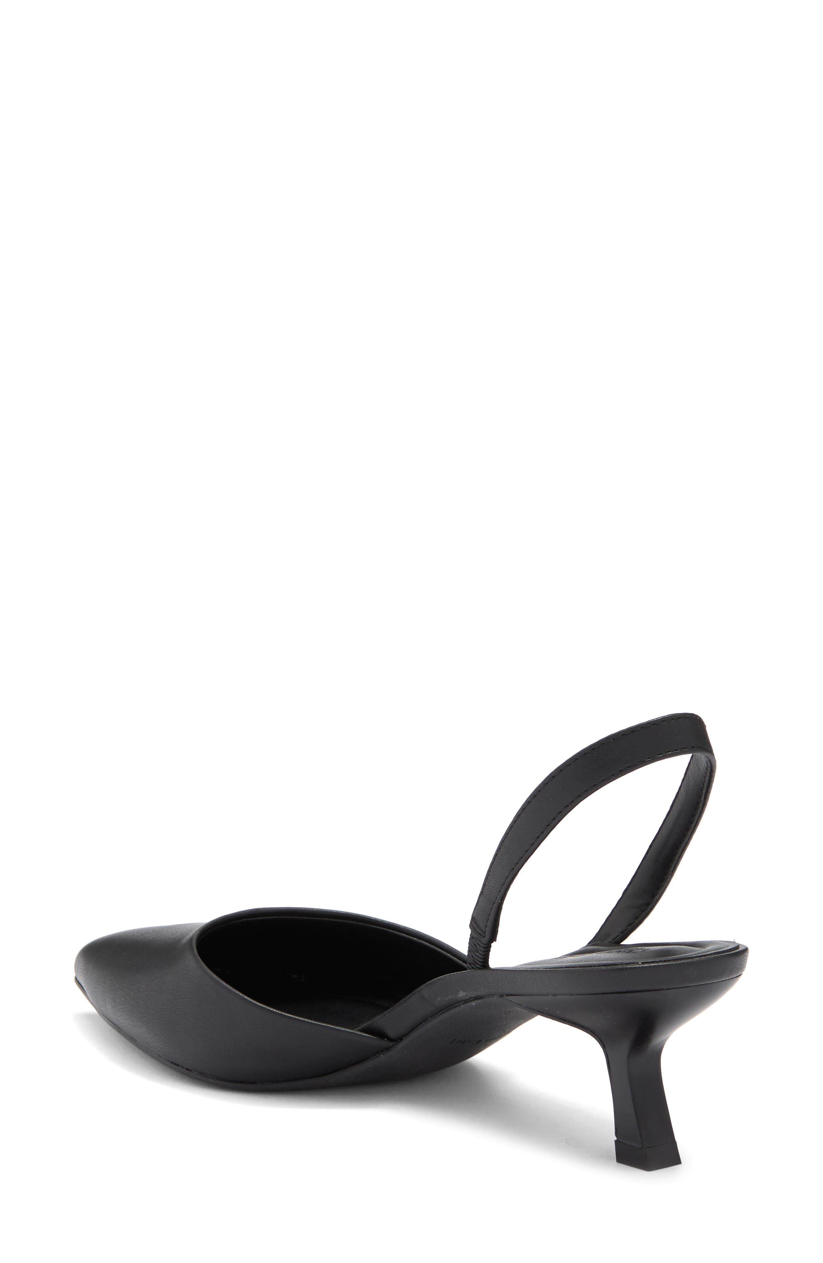 Open Edit Cammie Kitten Heel Slingback Pump, Alternate, color, Black Smooth