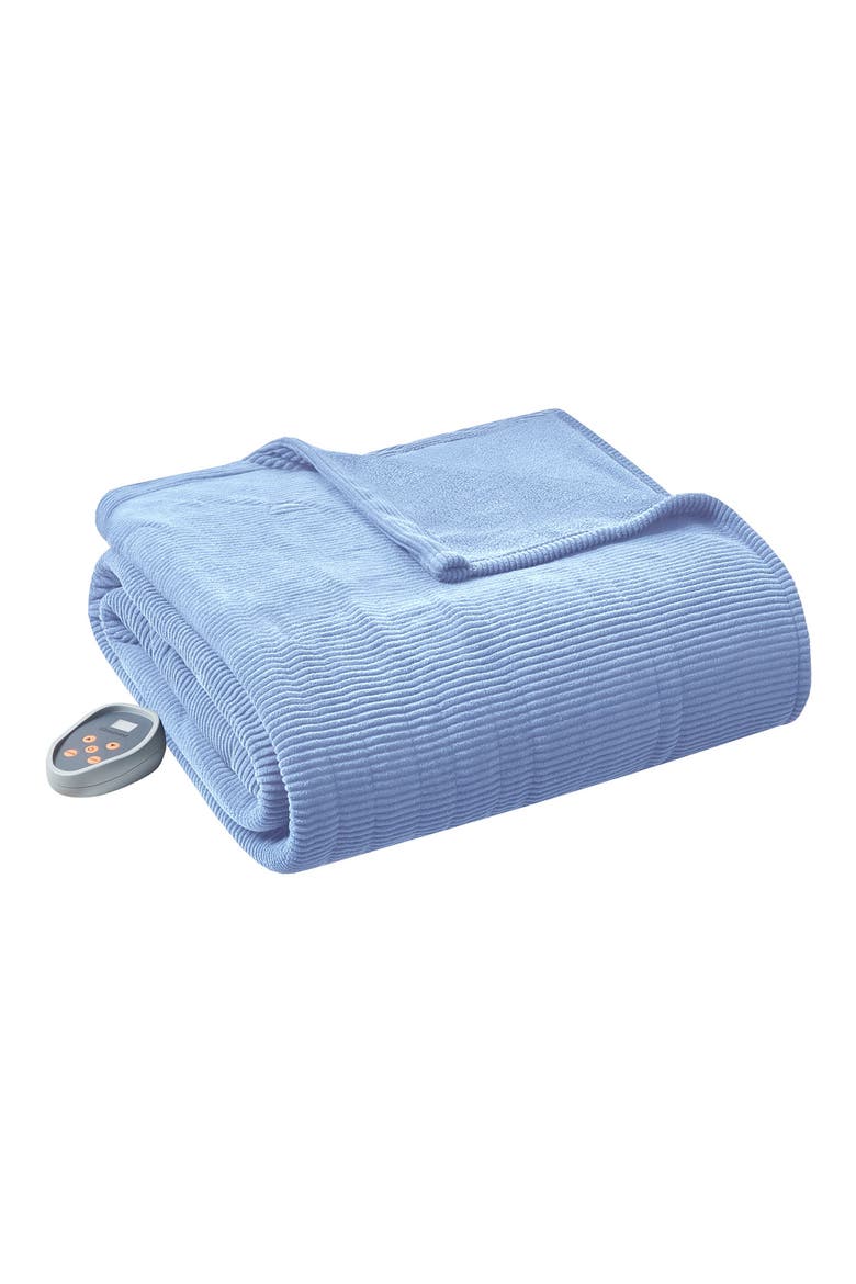 Electric Micro Fleece Heated Blanket, Main, color, BLUE
