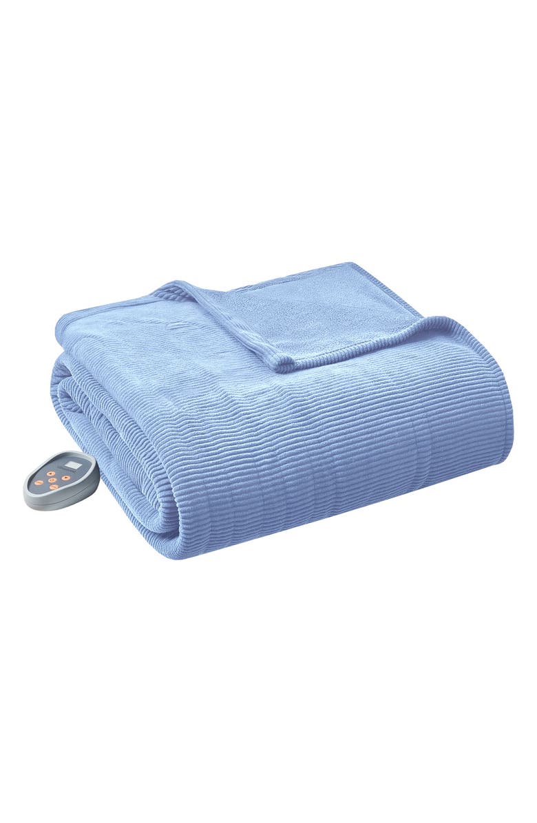 BEAUTYREST Electric Micro Fleece Heated Blanket, Main, color, Blue