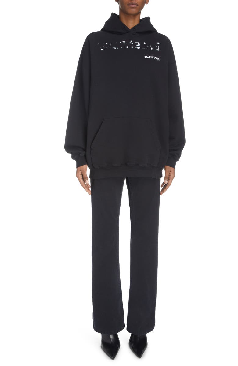 Balenciaga Medium Fit Logo Graphic Hoodie, Alternate, color, 