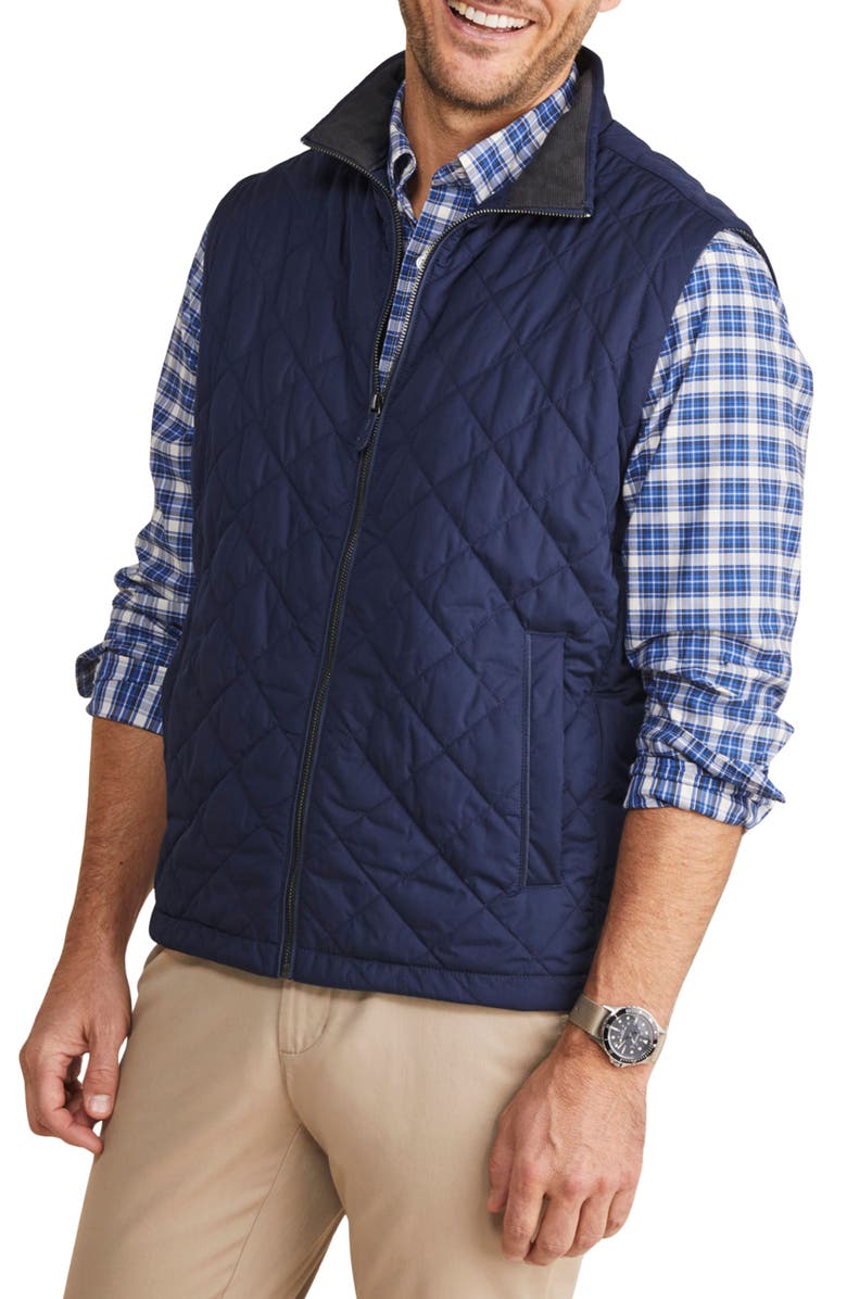 vineyard vines Dorset Quilted Stretch Wool Vest, Alternate, color, Nautical Navy