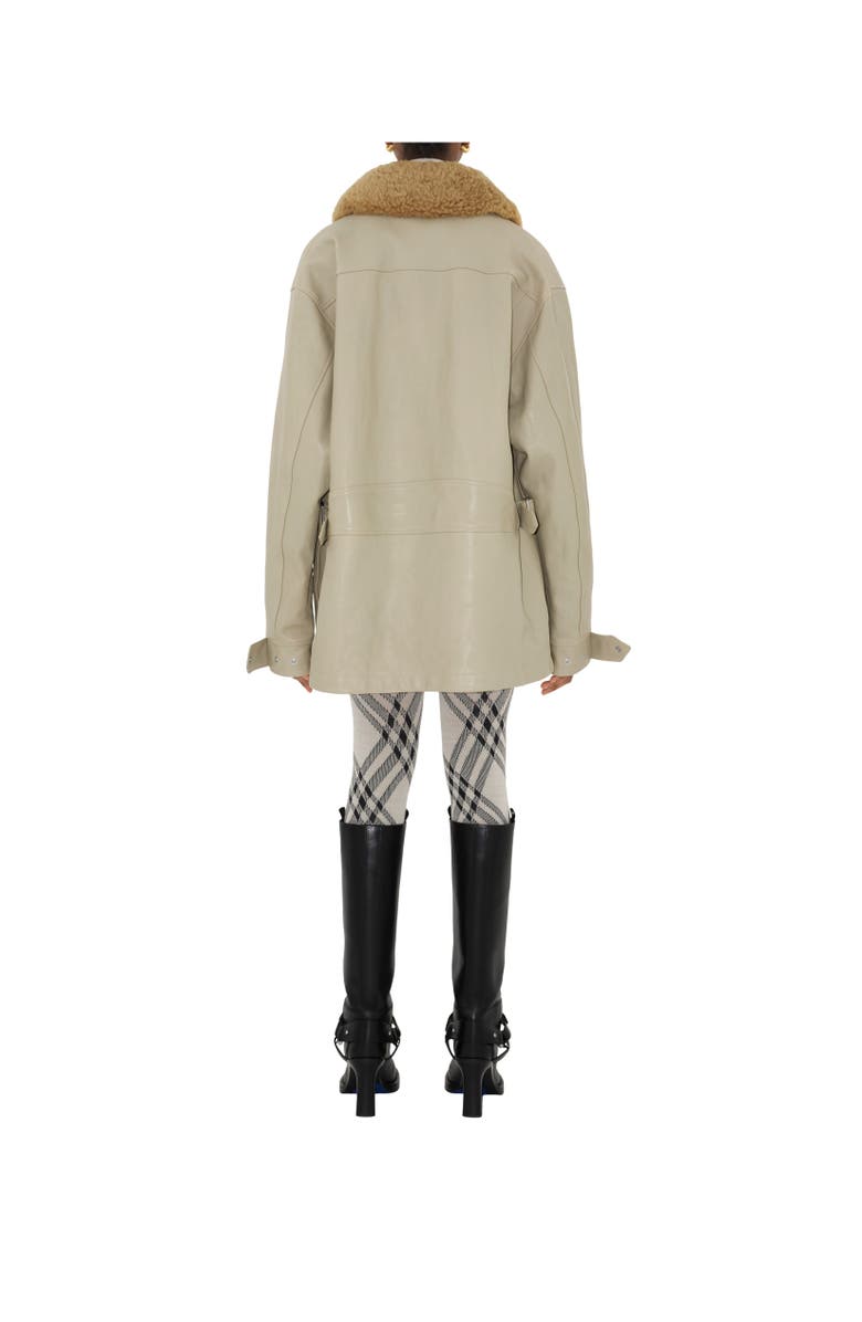 Burberry Short Leather Car Coat, Alternate, color, 