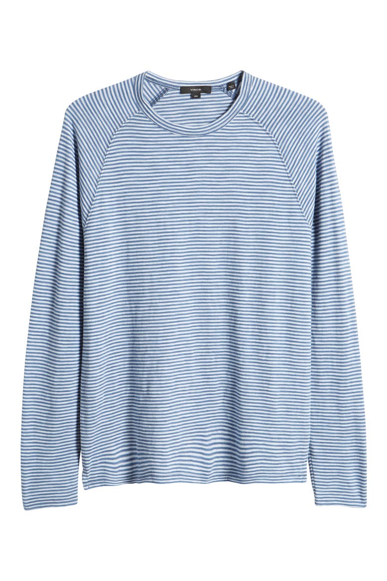 Stripe Raglan Sleeve Cotton T-Shirt, Alternate, color, OPTIC WHITE/SURF MIS