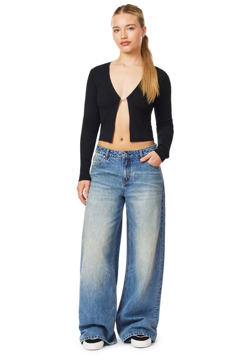 Hardware Ribbed Cardigan, Alternate, color, BLACK NIGHT