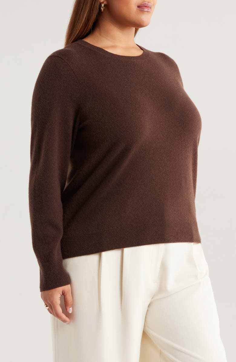 Nordstrom Cashmere Crewneck Sweater, Alternate, color, Brown Coffee