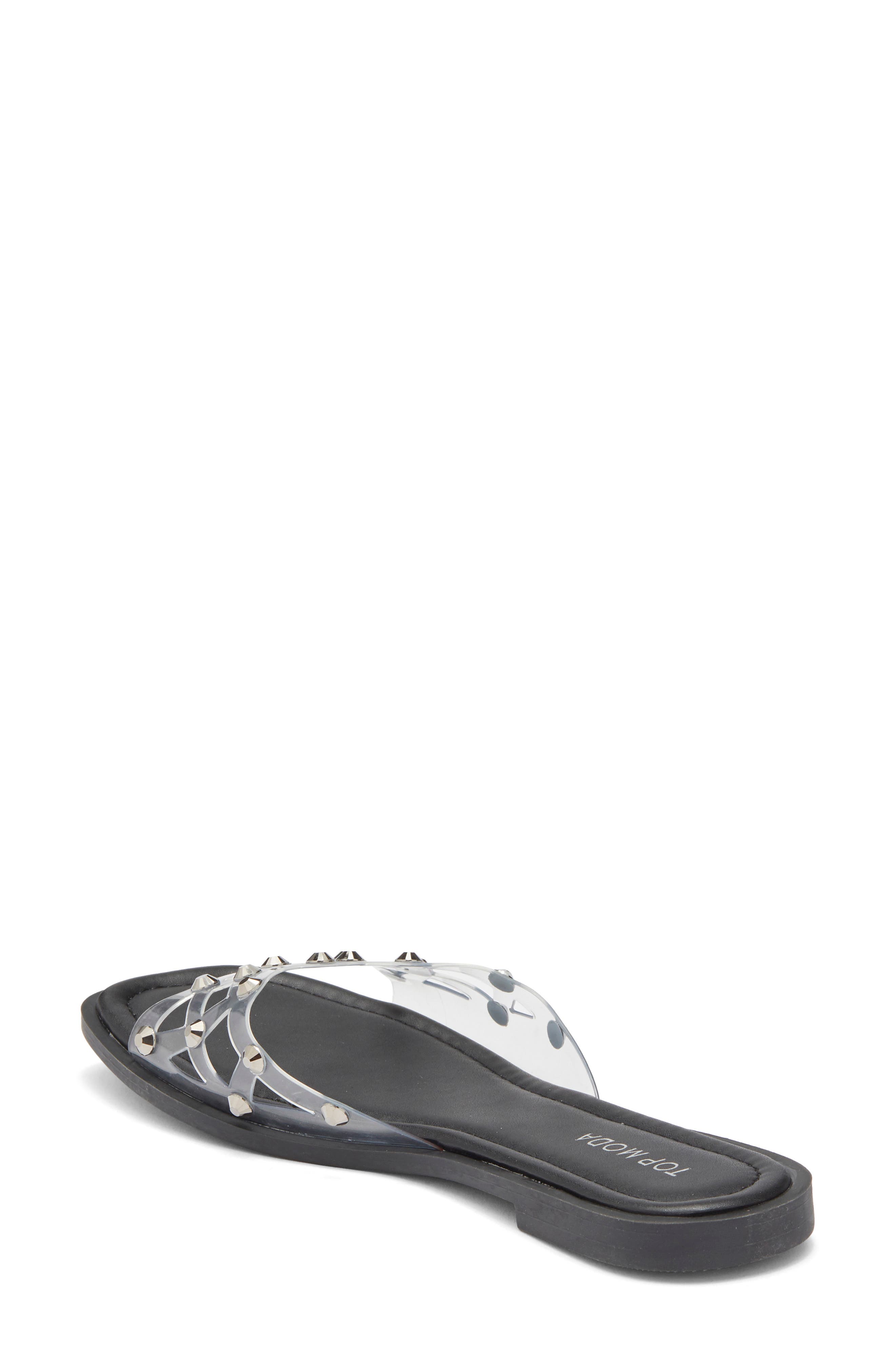 TOP MODA Zita Rhinestone Strap Slide Sandal, Alternate, color, Pewter Pu