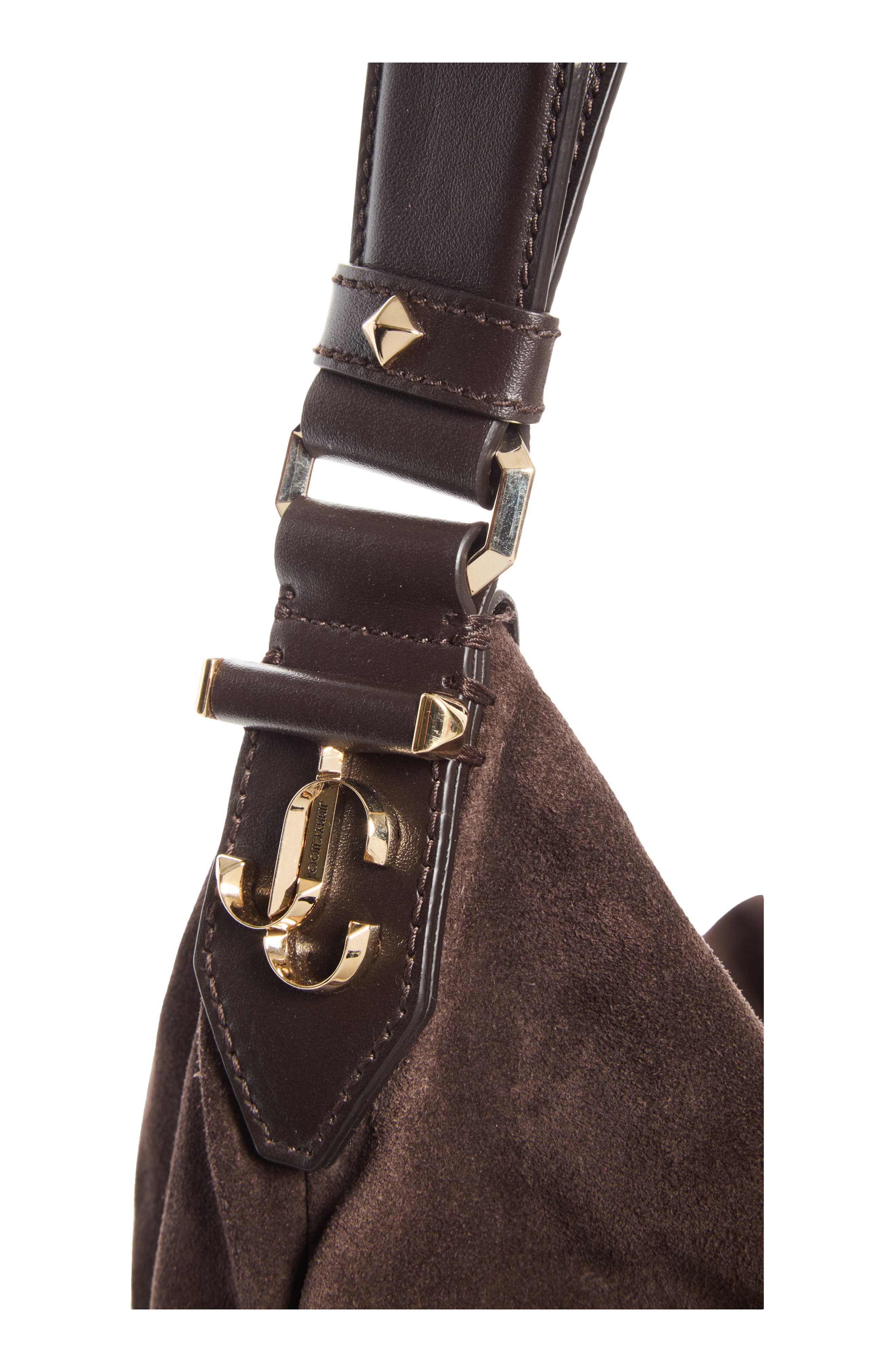 Ana Suede Hobo Bag, Alternate, color, CHOCOLATE/ LIGHT GOLD