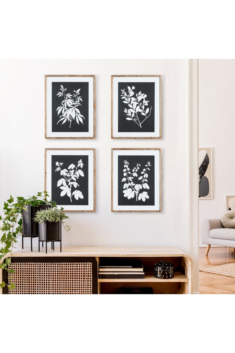 Monochrome Botanical Prints Set of 4, Alternate, color, Black