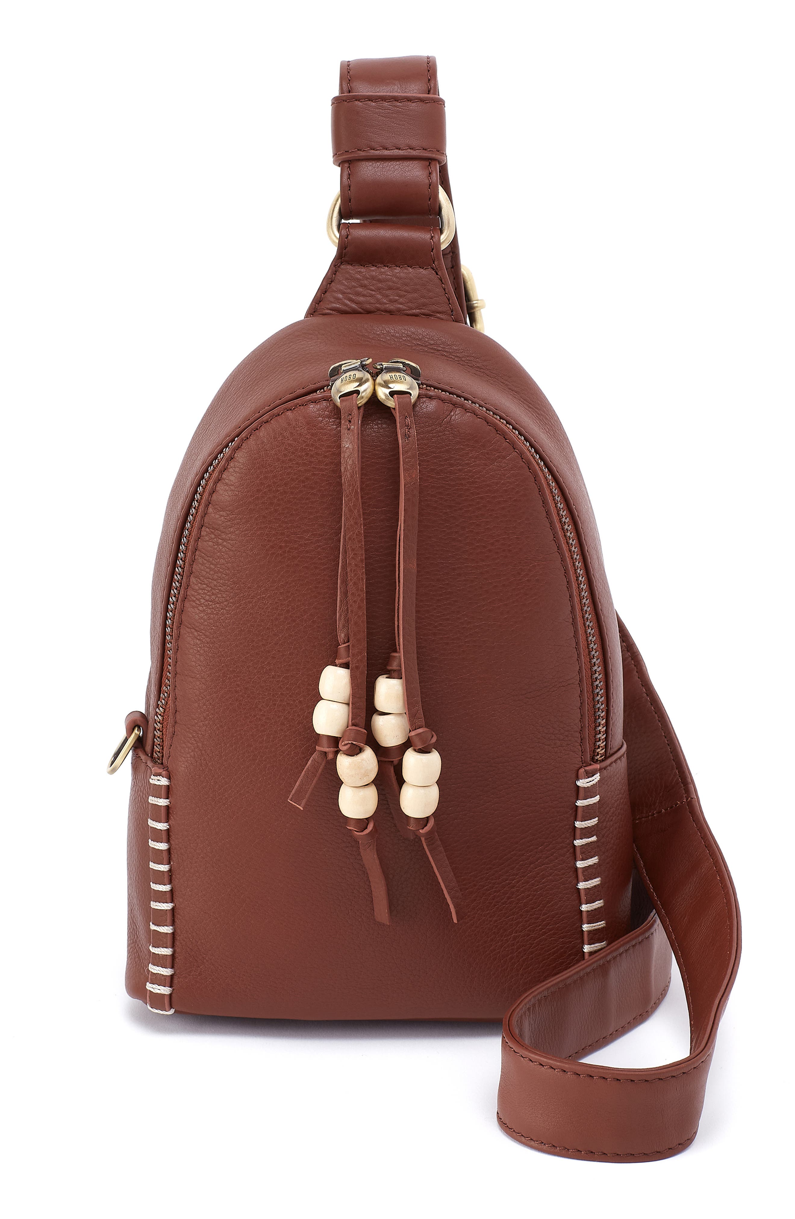 HOBO Fern Leather Sling Bag, Main, color, Cocoa Bean