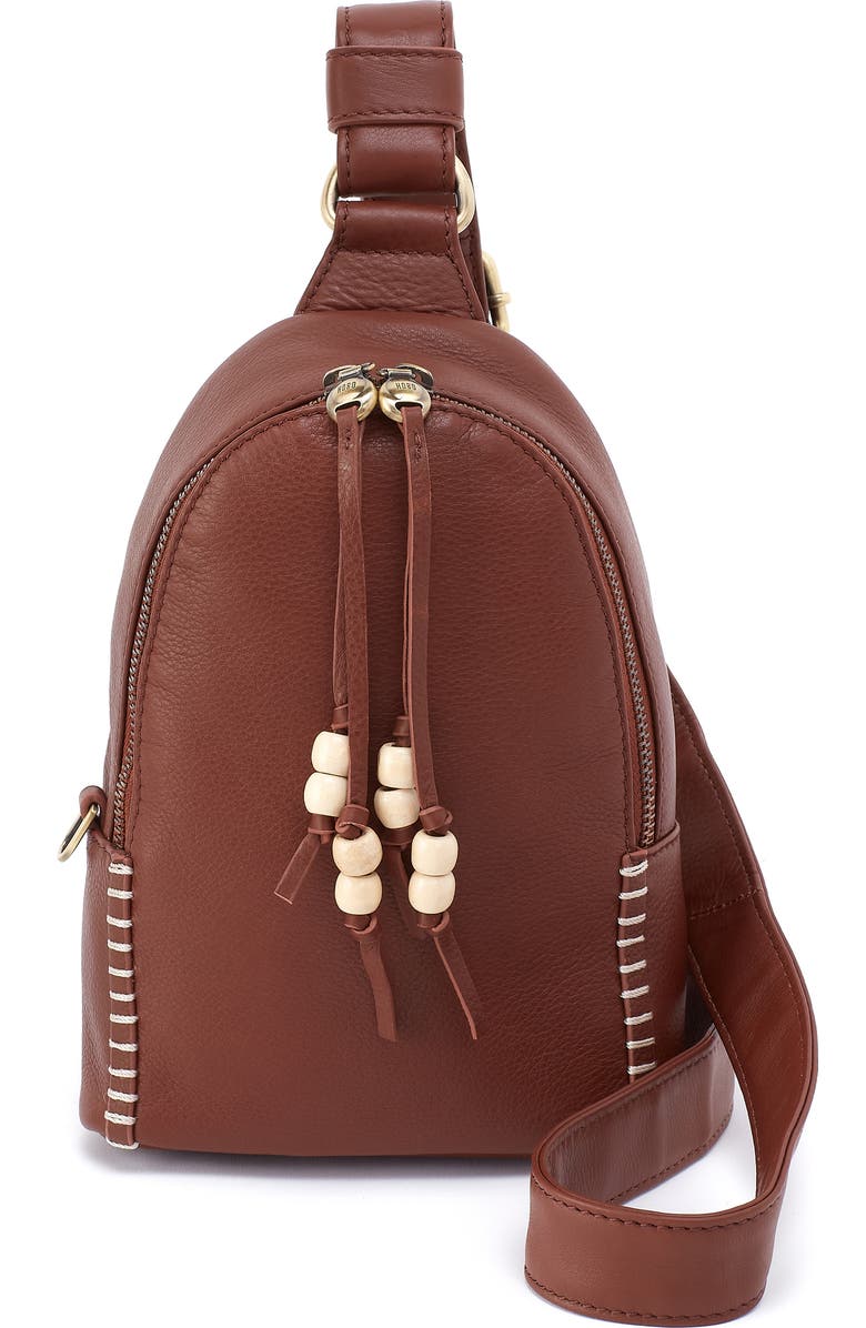 HOBO Fern Leather Sling Bag, Main, color, Cocoa Bean