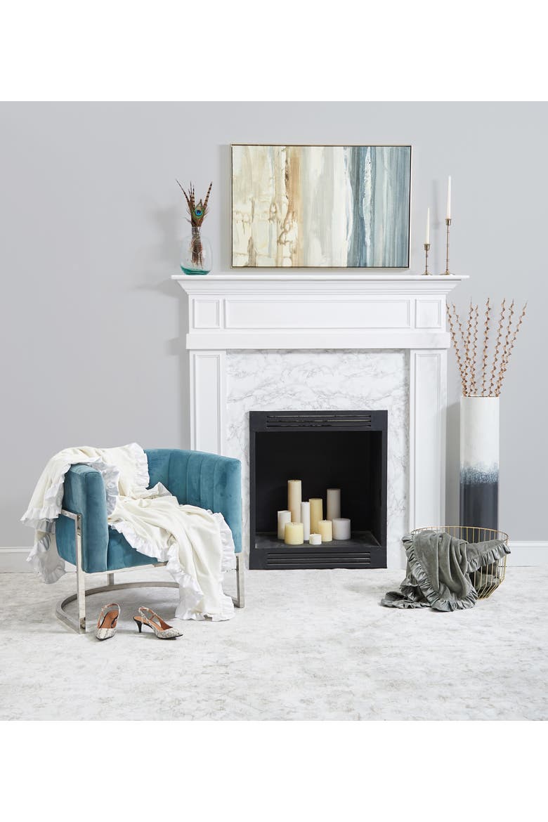 Ishana Ivory Accent Throw Blanket, Alternate, color, White
