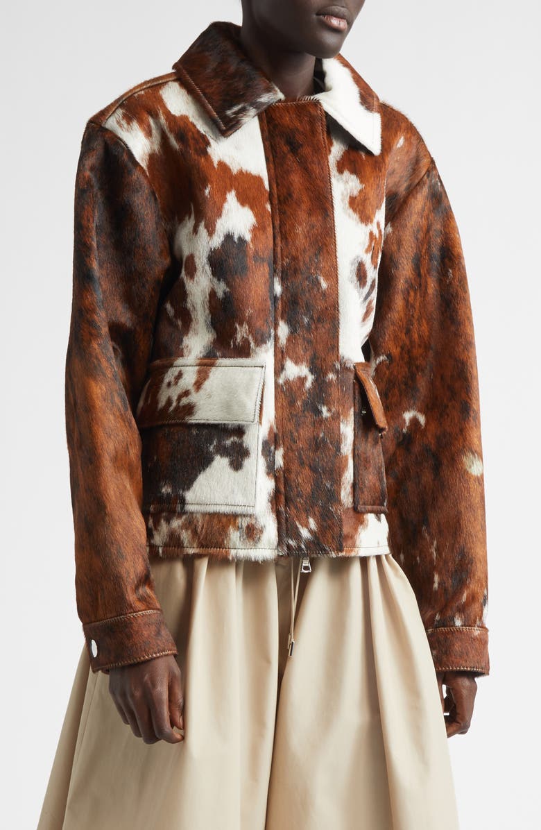 Brandon Maxwell The Blaine Genuine Calf Hair Jacket, Alternate, color, Natural Cow Hide