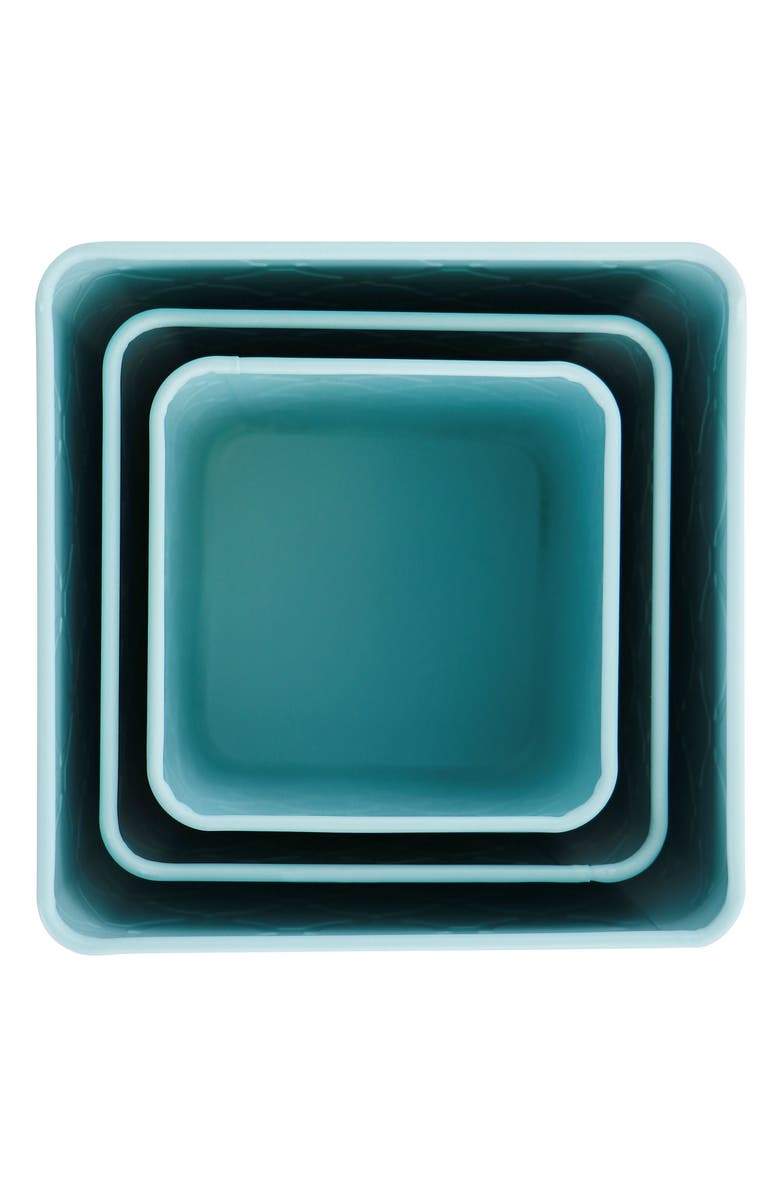 Megachef 3 Piece Square Iron Kitchen Canister Set with Wood Lids, Alternate, color, Turquoise