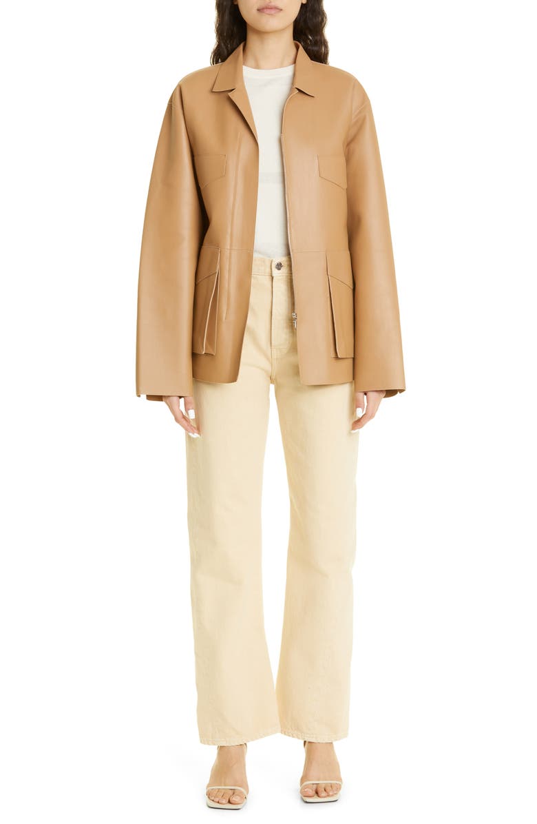 TOTEME Army Leather Jacket, Alternate, color, 