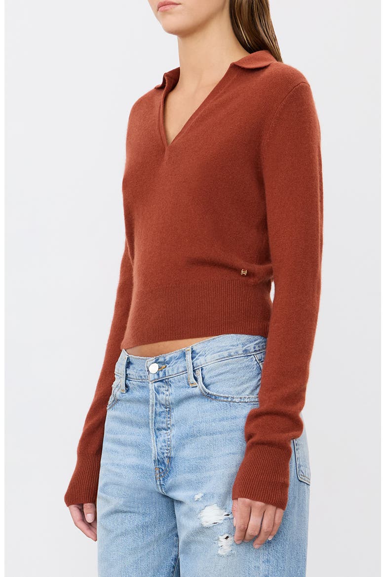Vance Johnny Collar Cashmere Sweater, Alternate, color, RUST