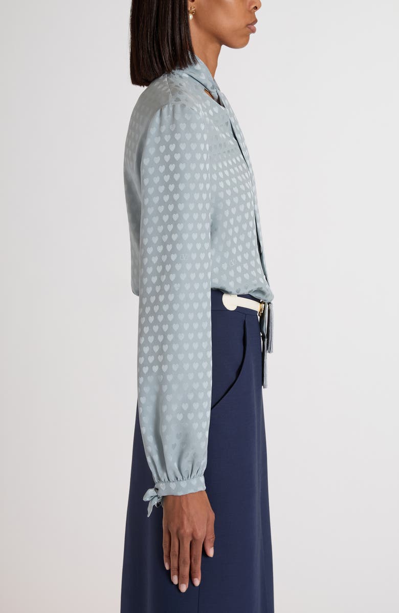 Valentino Garavani Cour de Couer Crêpe de Chine Top, Alternate, color, Pale Green