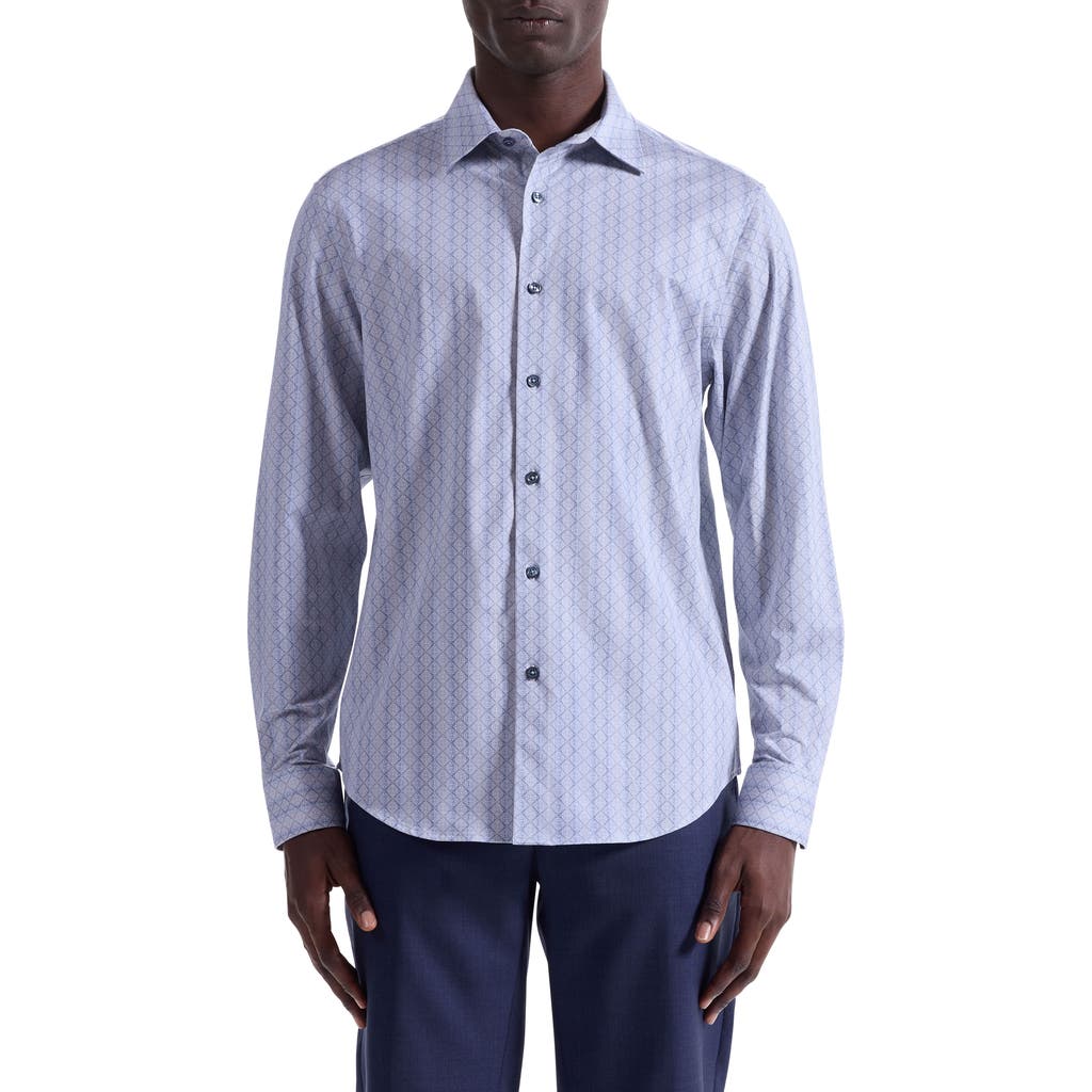 Bugatchi James Ooohcotton® Mosaic Print Button-up Shirt In Blue