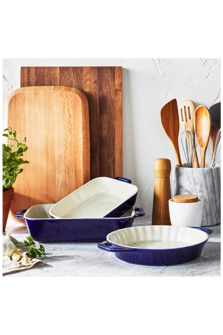 Ceramic 9-Inch Pie Dish, Alternate, color, DARK BLUE