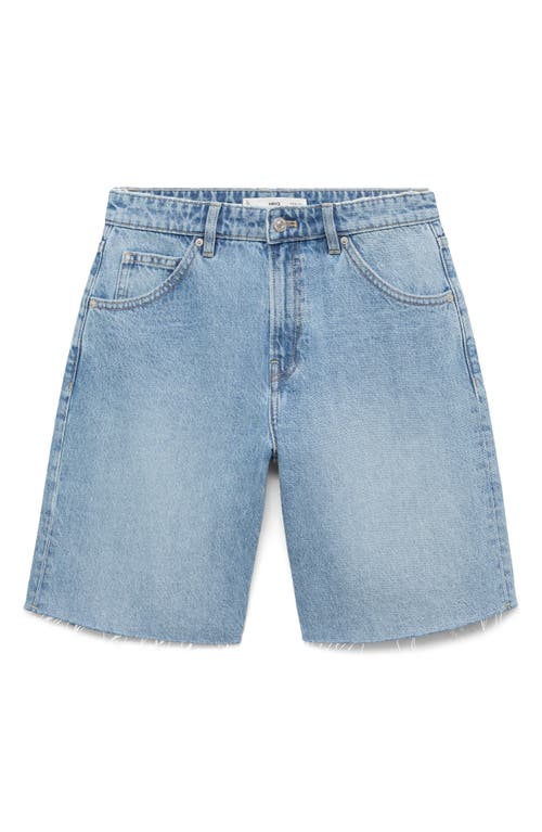 Mango Fray Hem Denim Bermuda Shorts