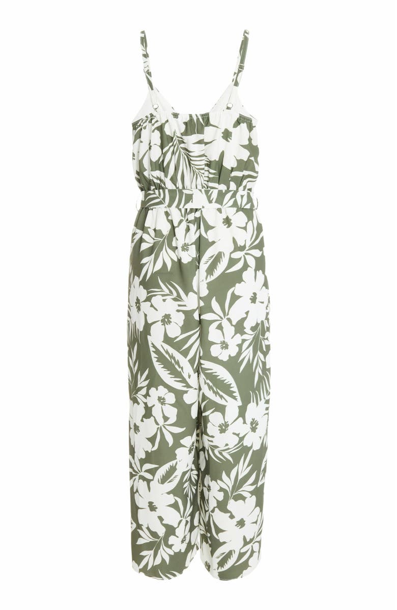 QUIZ Tropical Culotte Jumpsuit, Alternate, color, Green
