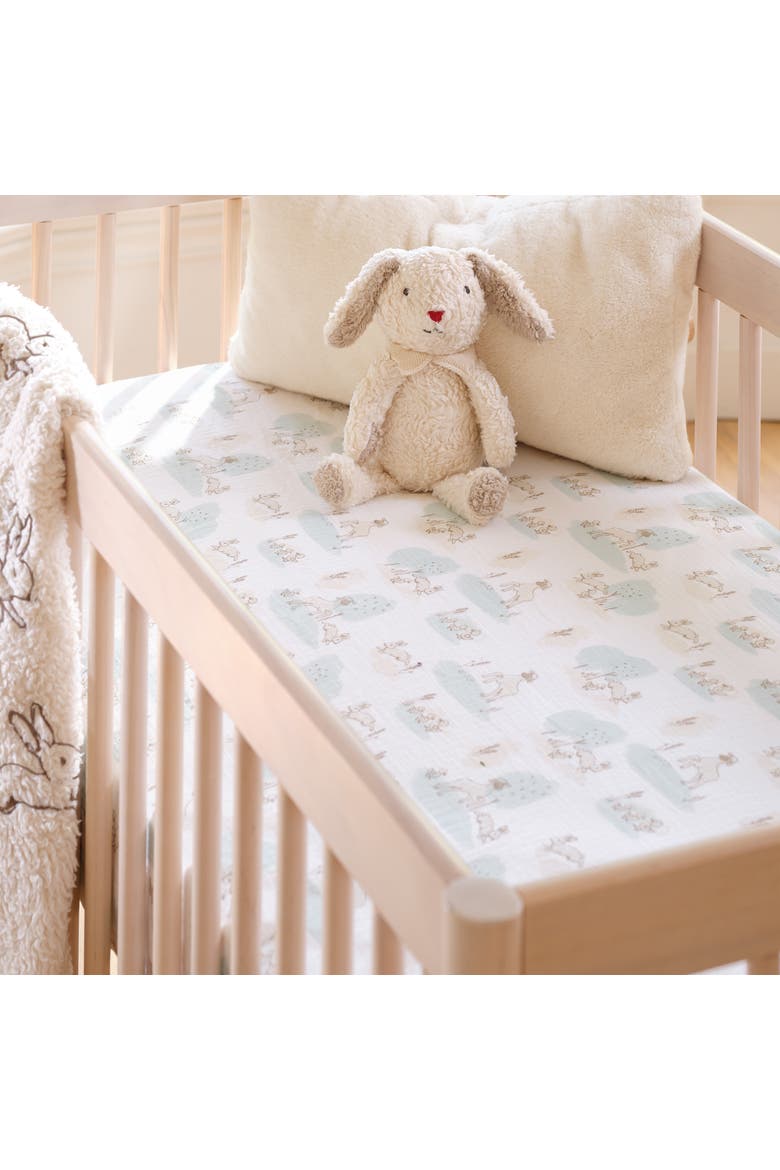 Signature Organic Cotton Muslin Meadow Baby Fitted Crib Sheet, Alternate, color, White