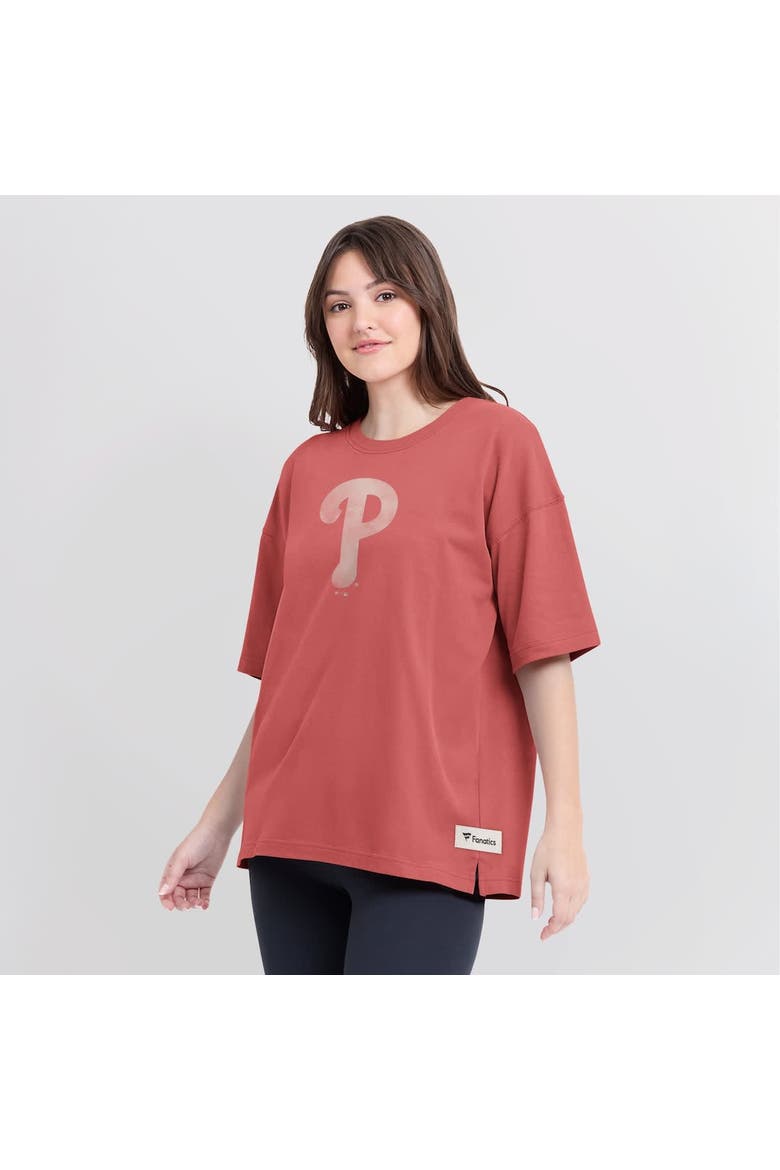 Women's Fanatics Red Philadelphia Phillies Oversized Elements Raw Edge Future Ground T-Shirt, Alternate, color, Red
