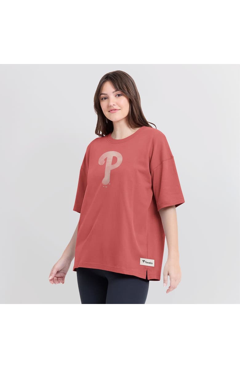 FANATICS Women's Fanatics Red Philadelphia Phillies Oversized Elements Raw Edge Future Ground T-Shirt, Alternate, color, Red