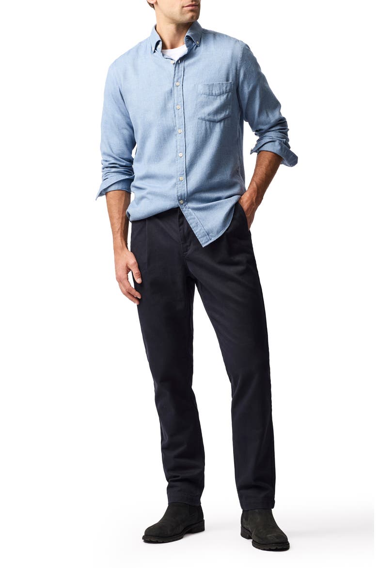 Fielding Pleated Tapered Cotton Twill Chinos, Alternate, color, NAVY