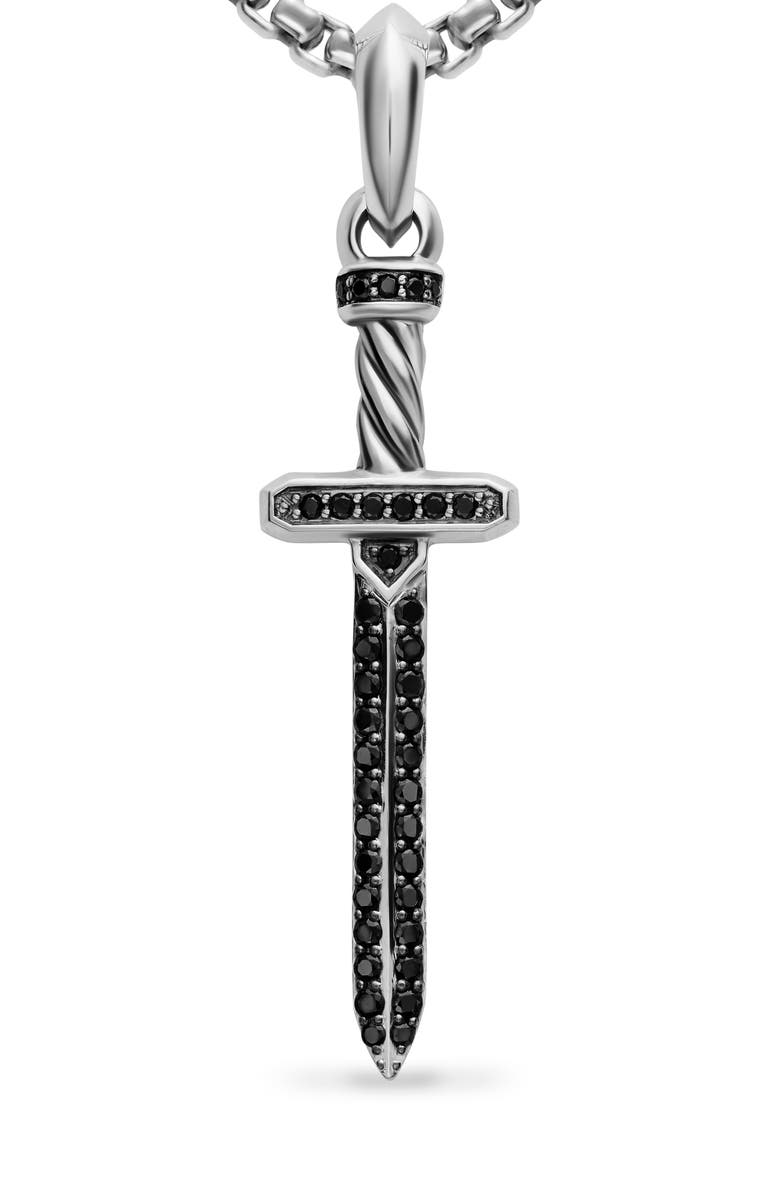 David Yurman Pavé Black Diamond Sword Amulet, Alternate, color, Silver Pave