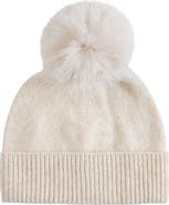 Sofia Cashmere Marled Cashmere Beanie with Faux Fur Pom