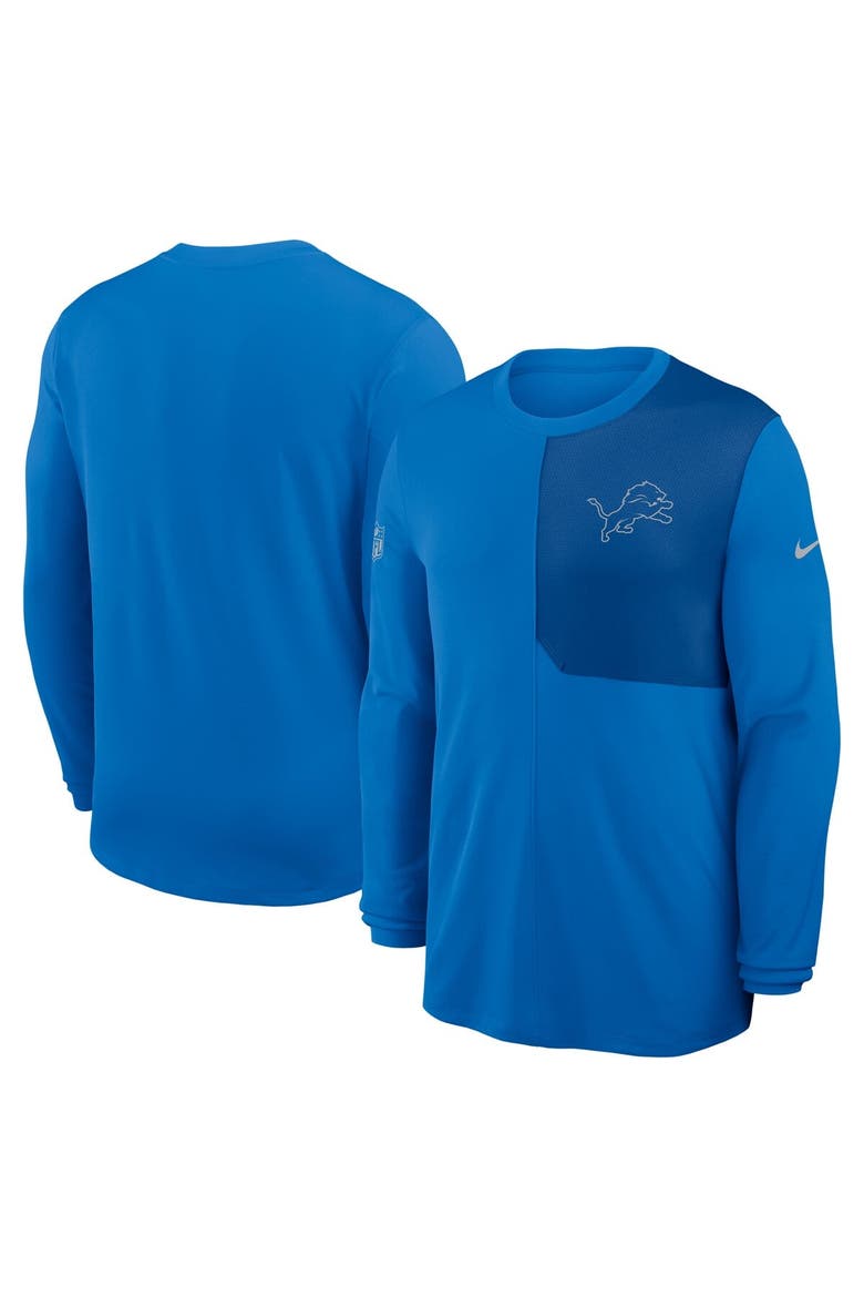 Men's Nike Blue Detroit Lions Sideline Coach UV Performance Long Sleeve T-Shirt, Alternate, color, Blue