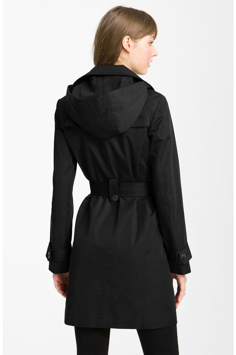 Double Breasted Trench with Detachable Hood (Nordstrom Exclusive), Alternate, color, BLACK