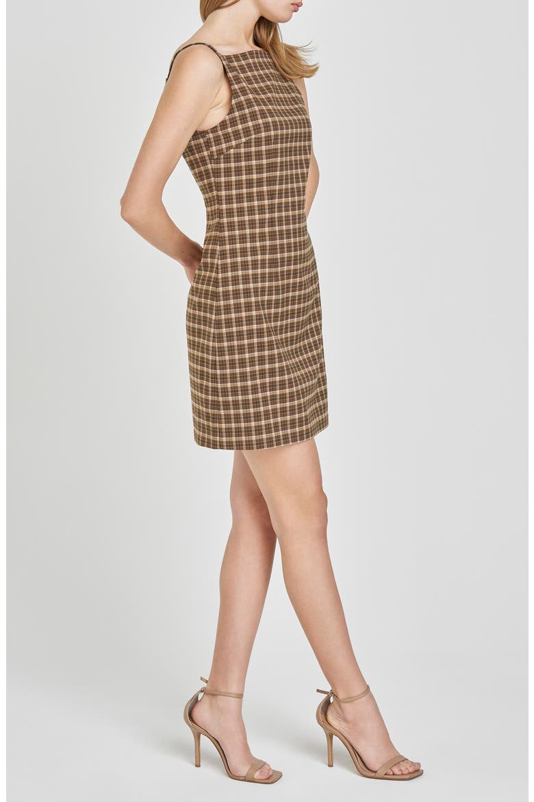 Hallie Plaid Sheath Minidress, Alternate, color, BROWN PLAID