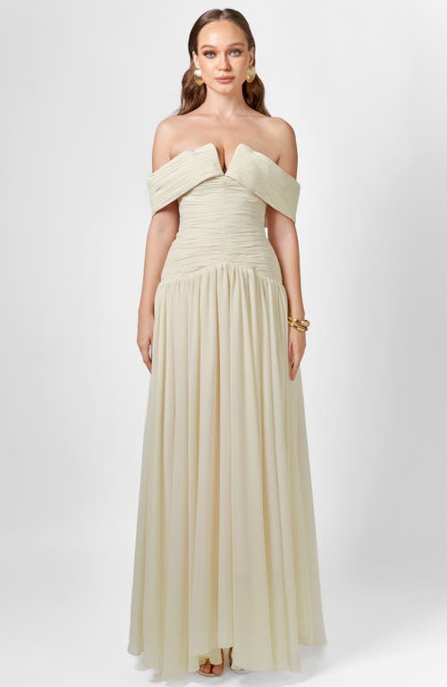 Bariano Keecia Off Shoulder Chiffon Gown in Cream  product