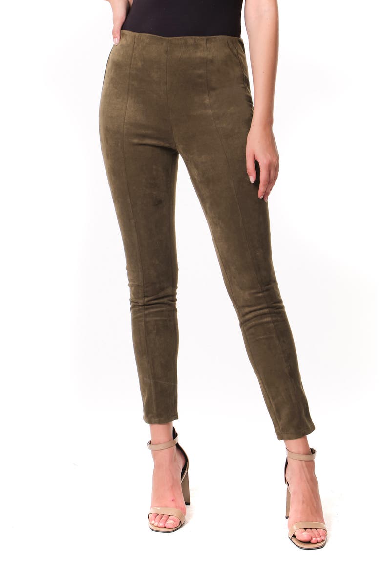 Faux Suede Leggings, Main, color, INTO THE FOREST