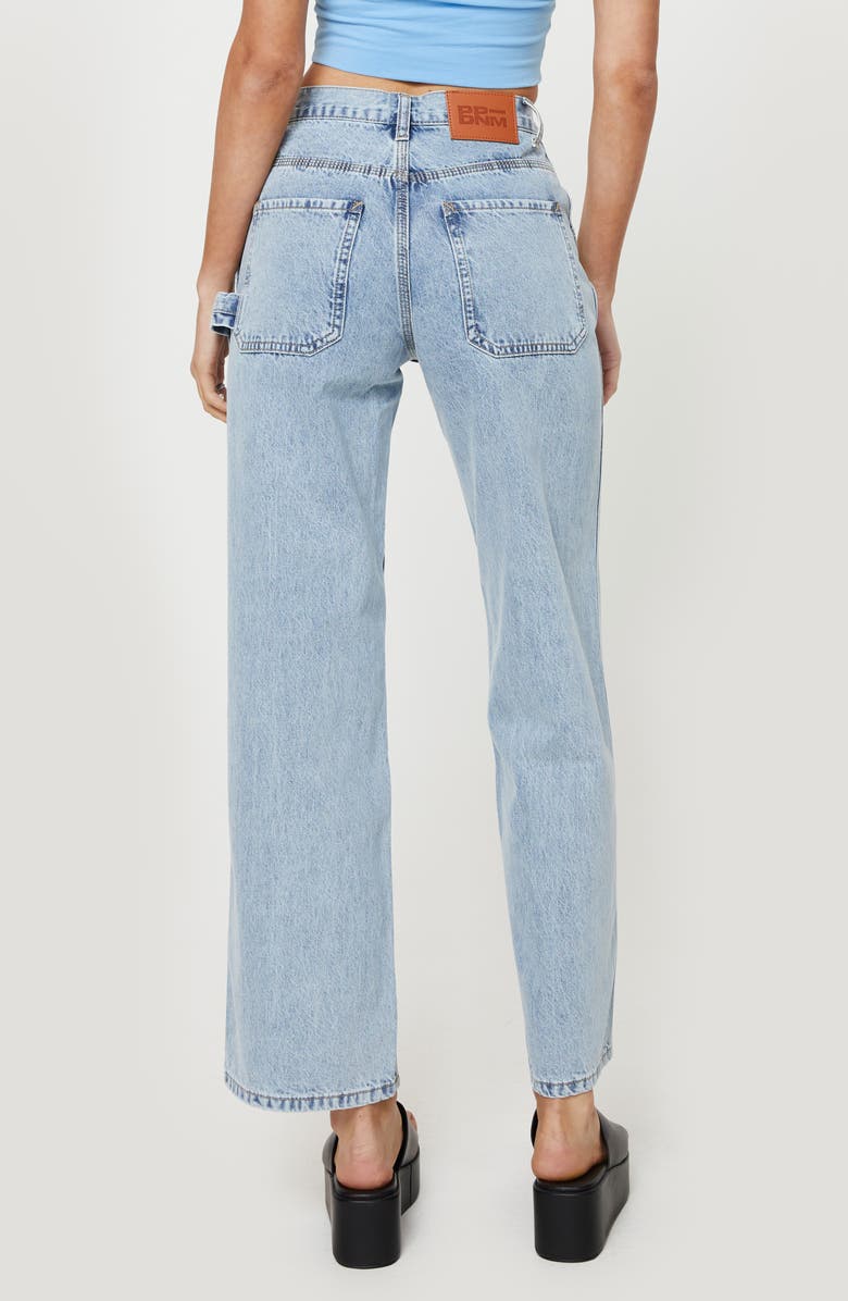 Princess Polly Alessandara High Waist Straight Leg Carpenter Jeans, Alternate, color, Light Blue