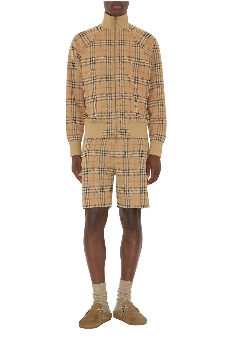 Check Jersey Shorts, Main, color, Sand beige